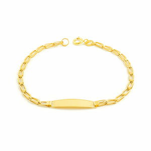 Bracelet Fille En Or Jaune 9 Carats Personnalisable - Cœur Brillant, Longueur 14 Cm, Avec Certificat