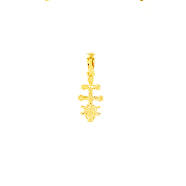 Croix religieuse pendentif Caravaca 15x7 mm Or Jaune 18 Carats brillant