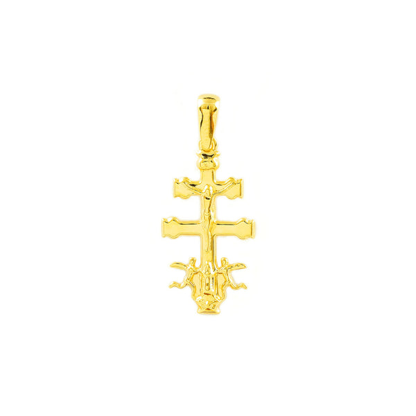 Croix religieuse pendentif Caravaca 20x11 mm Or Jaune 18 Carats brillant