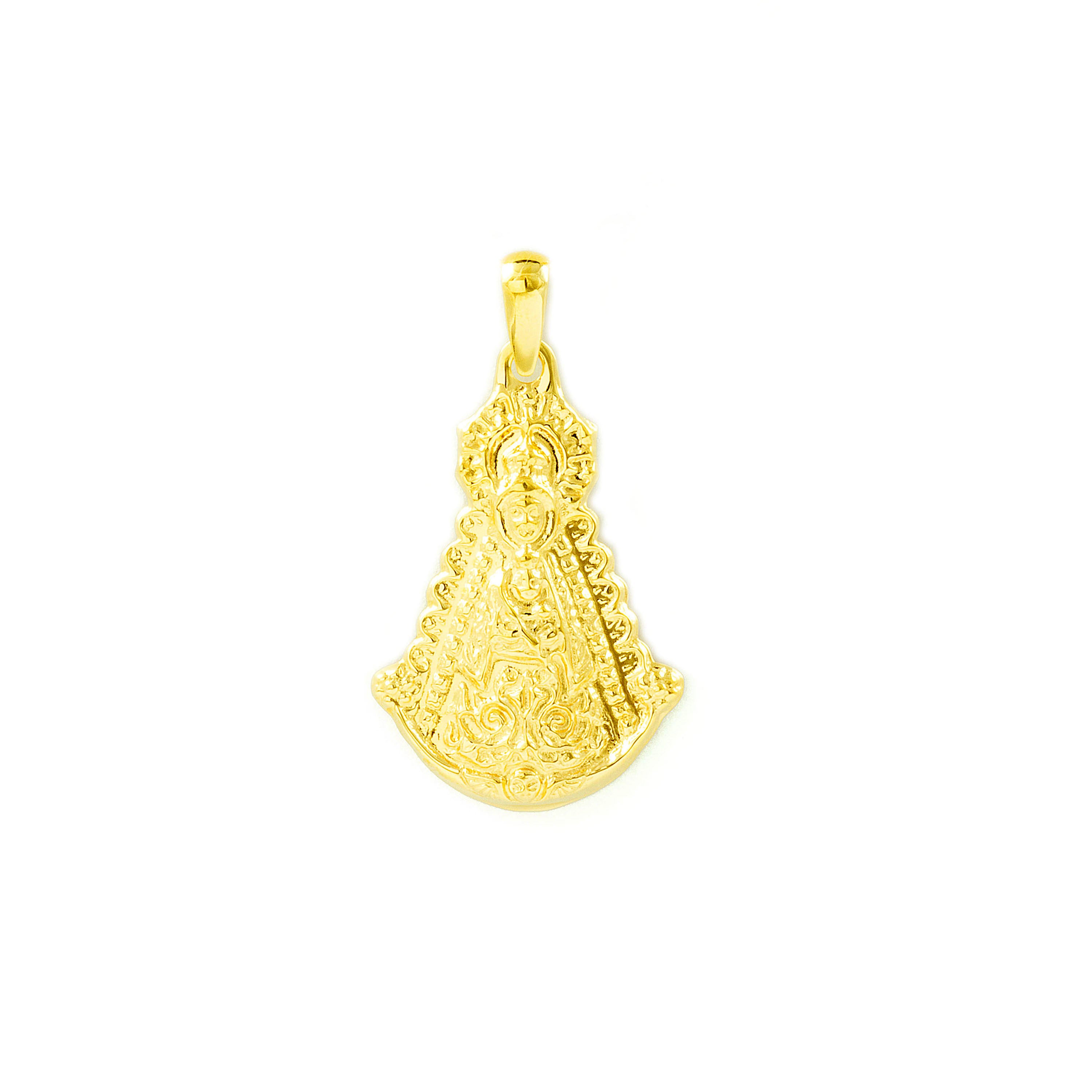 Médaille Or Jaune 18 Carats Vierge Du Rocío 24x16mm - Bijou Religieux Avec Certificat De Garantie