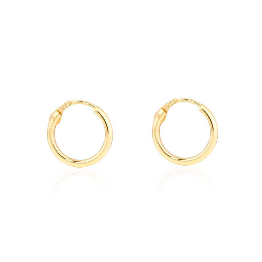 Petites Boucles D'oreilles Créoles En Or Jaune 9 Carats - Diamètre 10 Mm - Neuf étiqueté