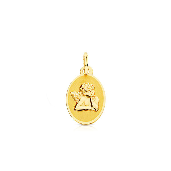 Medaille religieuse or jaune 9K personnalisee ovale finition mate et brillante 15 x 10 mm