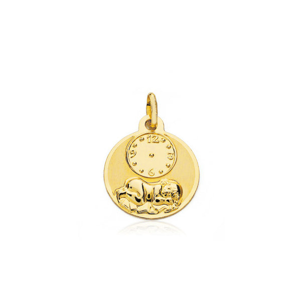 Medaille religieuse or jaune 9K personnalisee ovale finition mate et brillante 15 x 15 mm
