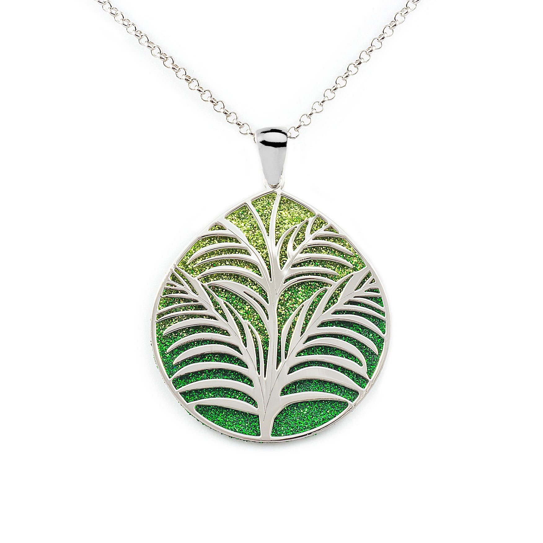 Lot pendentif Feuille en Argent 925 rhodié + Chaîne 45cm en