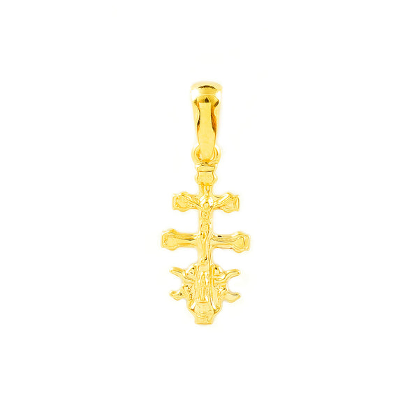 Croix religieuse pendentif Caravaca 15x7 mm Or Jaune 18 Carats brillant