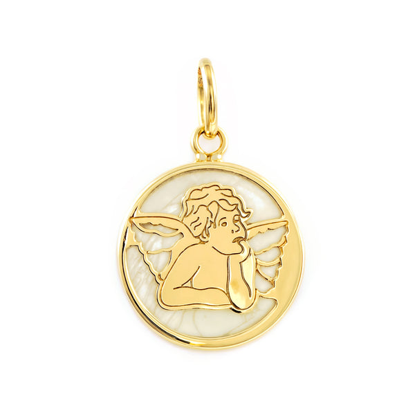 Pendentif Ange Nacre Or Jaune 9 Carats brillant