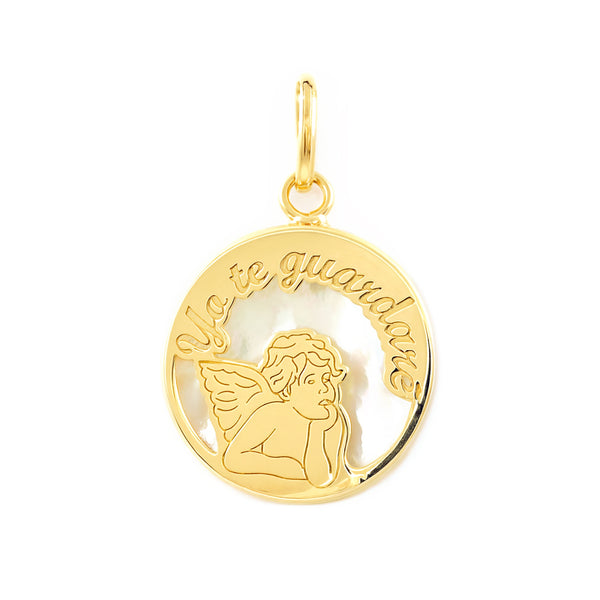 Pendentif Ange Nacre Or Jaune 9 Carats brillant