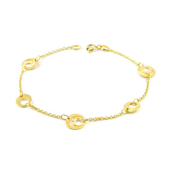 Bracelet Femme Or Jaune 9 Carats Forme Ronde Brillant et Texture 18 cm