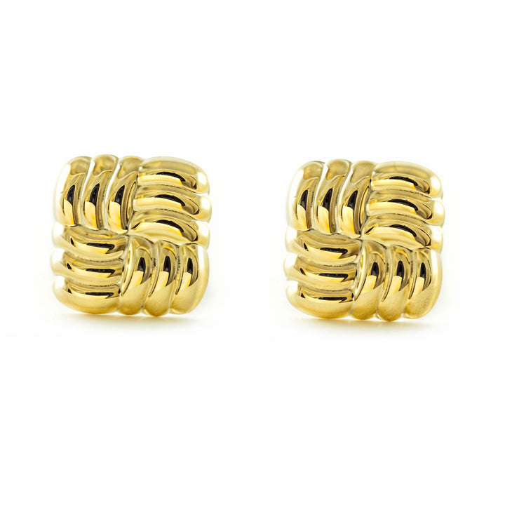 Pendientes Mujer oro Amarillo 9K Cuadrado Brillo