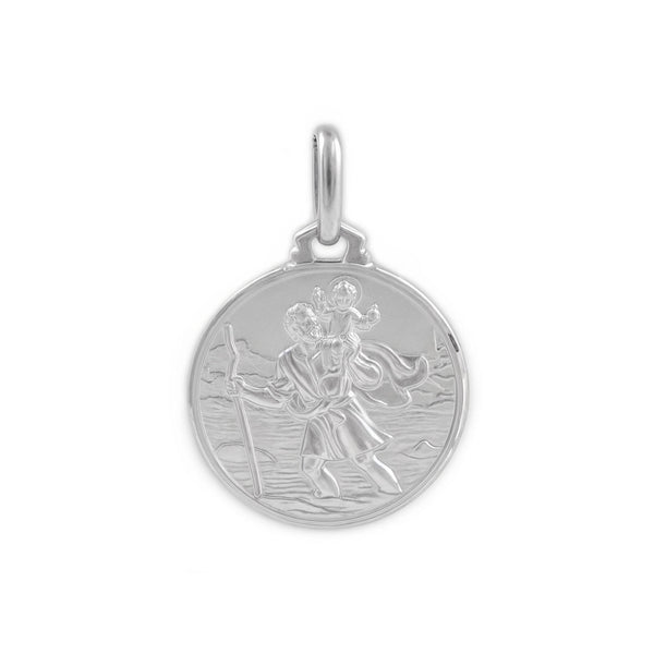 Medalla Niña Mujer Plata 925 Redondo San Cristobal Mate y Brillo