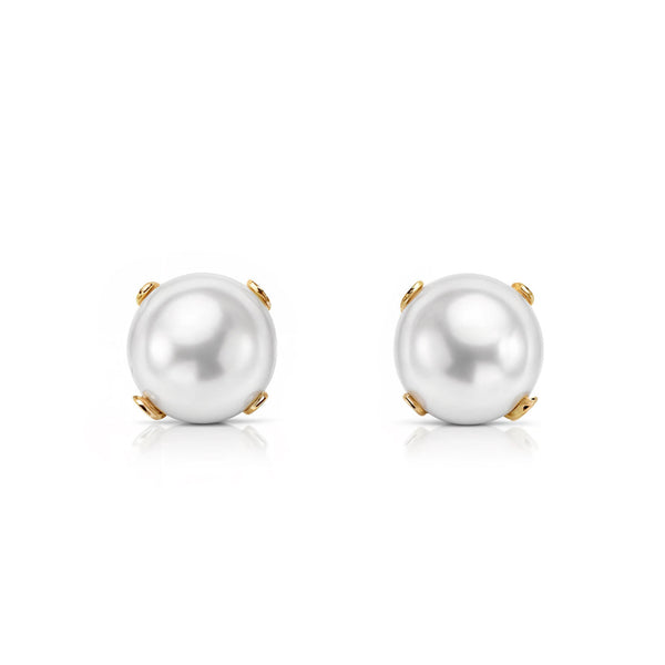 Boucles d'Oreilles Fille Enfant Perle 5 mm Or Jaune 18 Carats
