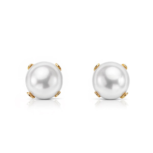 Boucles d'Oreilles Fille Enfant Perle 6 mm Or Jaune 18 Carats