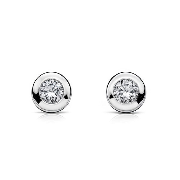 Boucles d'Oreilles Fille Enfant Galerie Zircone 3 mm Or Blanc 18 Carats