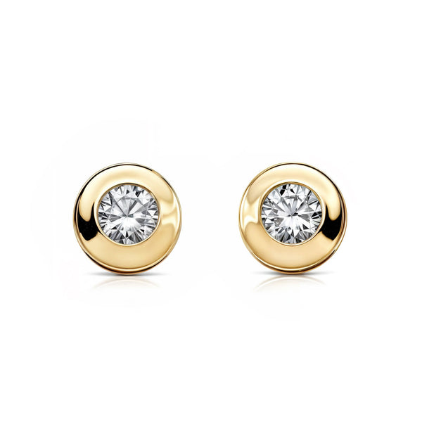 Boucles d'Oreilles Fille Enfant Galerie Zircone 3 mm Or Jaune 18 Carats