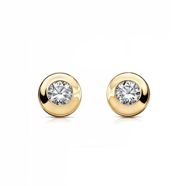 Boucles d'Oreilles Galerie Zircone 4 mm Or Jaune 18 Carats