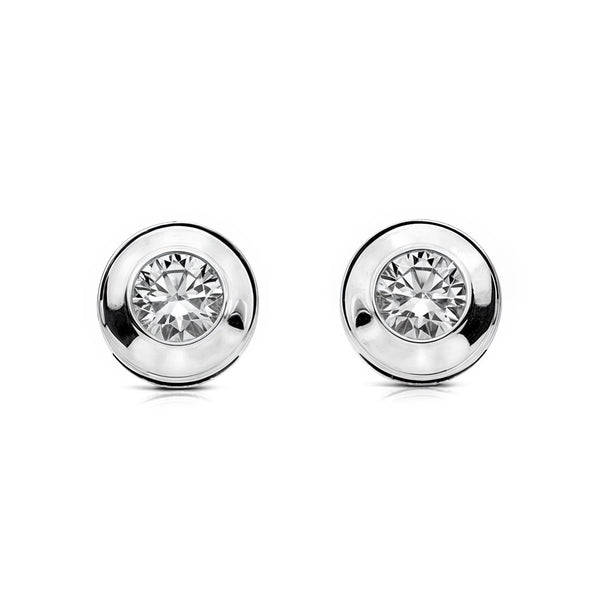 Boucles d'Oreilles Galerie Zircone 5 mm Or Blanc 18 Carats