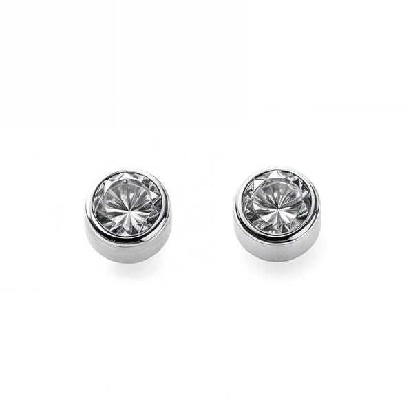 Boucles d'Oreilles Bebe Enfant Ronde Zircone 2,75 mm Or Blanc 9 Carats