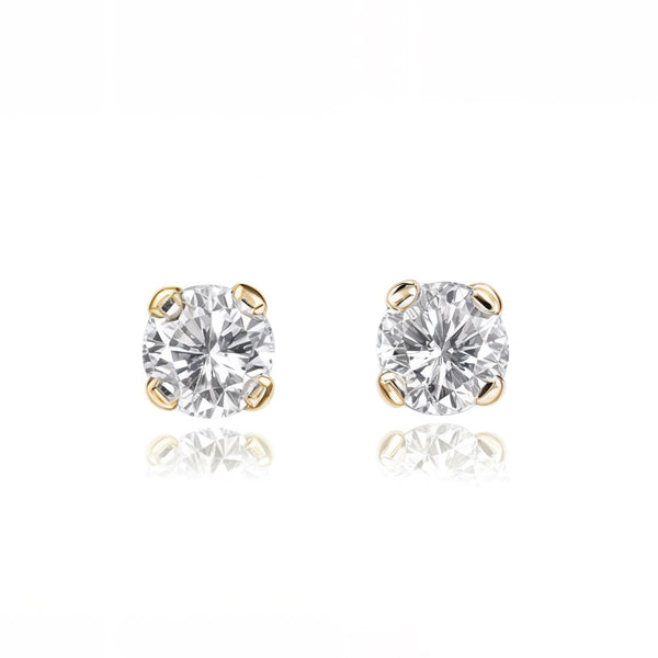 Boucles d'Oreilles Bebe Enfant Zircone 3 mm Or Jaune 18 Carats