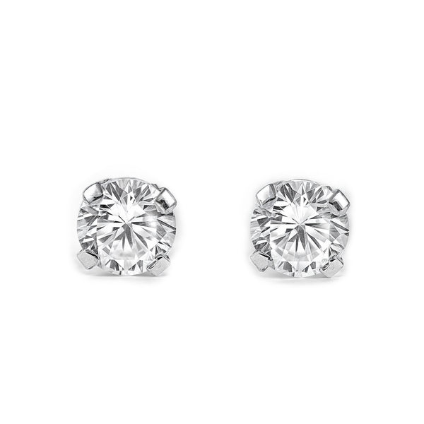 Boucles d'Oreilles Bebe Enfant Zircone 3 mm Or Blanc 18 Carats