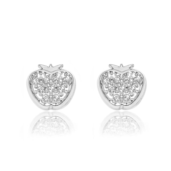 Boucles d'Oreilles Fille Enfant Fleur Zircone Or Blanc 9 Carats