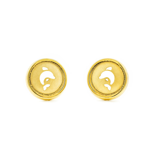 Boucles d'Oreilles Ronde Or Jaune 18 carats mates et brillantes