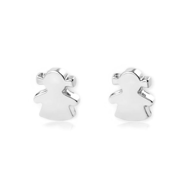 Boucles d'Oreilles Bebe Fille Enfant Fille Or Blanc 9 Carats