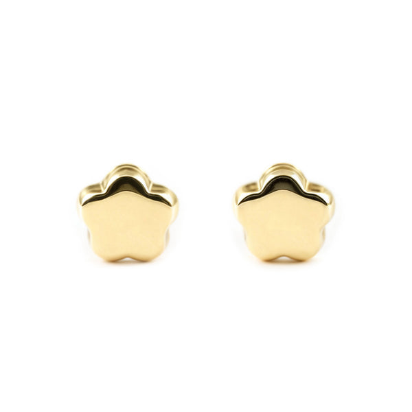 Boucles d'Oreilles Bebe Enfant marguerite fleur Or Jaune 9 Carats