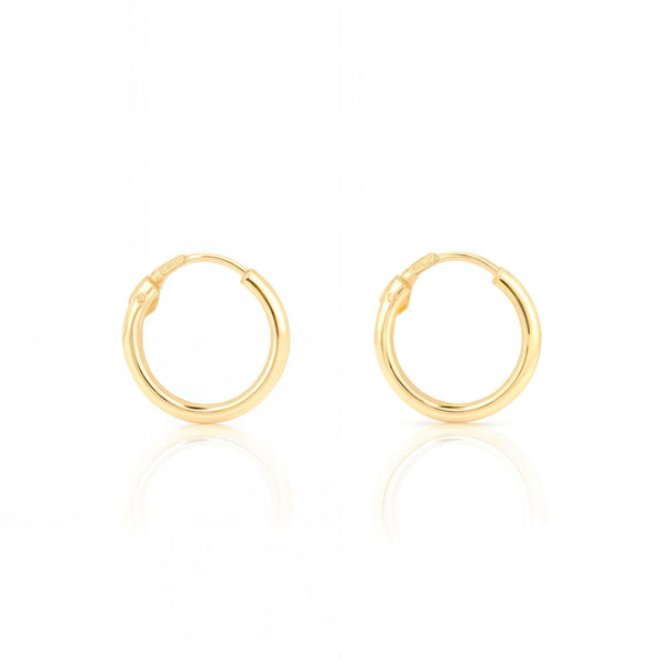 Boucles d'Oreilles Creoles 10x1.2 mm Or Jaune 9 Carats