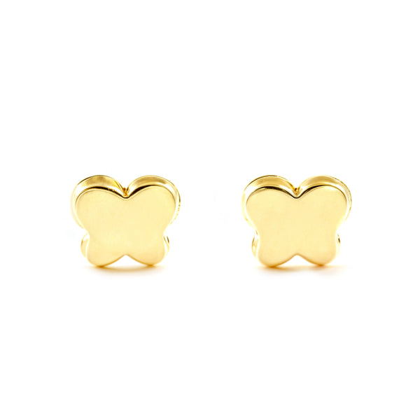 Boucles d'Oreilles Bebe Fille Enfant Papillon Or Jaune 9 Carats
