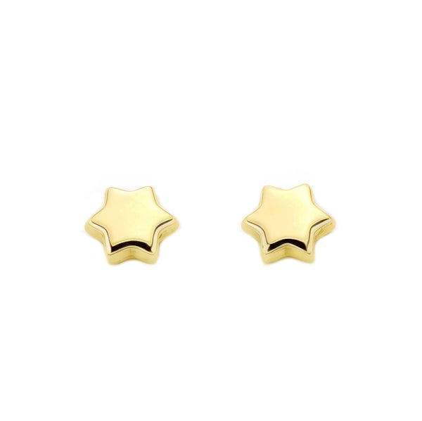 Boucles d'Oreilles Bebe Fille Enfant Étoile Or Jaune 9 Carats