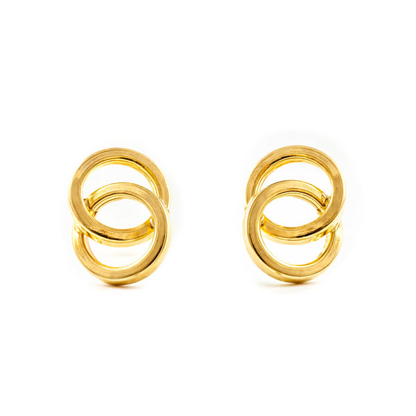 Boucles d'Oreilles Doubles Creoles 8x6 mm Or Jaune 18 Carats