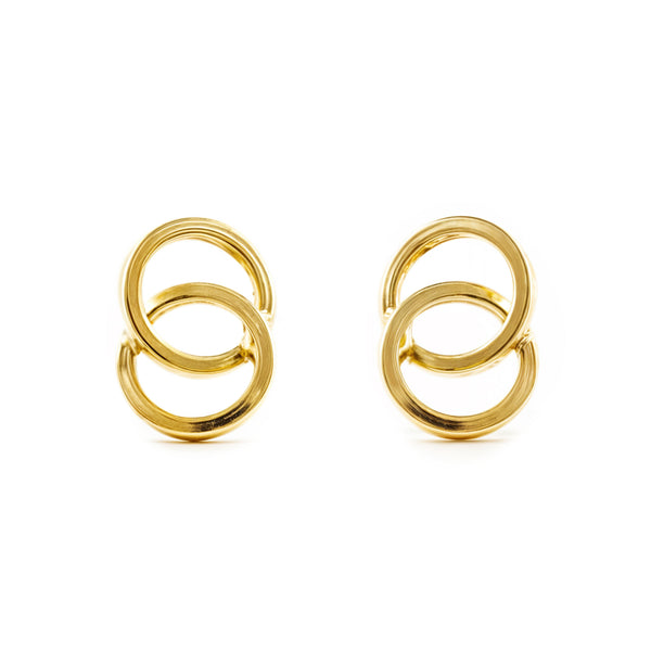 Boucles d'Oreilles Doubles Creoles 10x7 mm Or Jaune 18 Carats