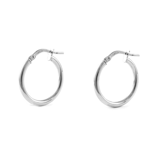 Boucles d'Oreilles Creoles 15x2 mm Or Blanc 18 Carats