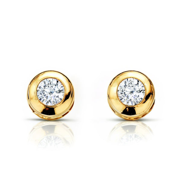 Boucles d'Oreilles Bebe Fille Enfant Galerie Zircone 2,5 mm Or Jaune 18 Carats
