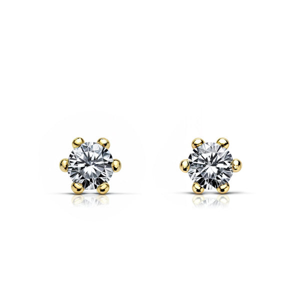 Boucles d'Oreilles Bebe Enfant Zircone 2 mm Or Jaune 18 Carats