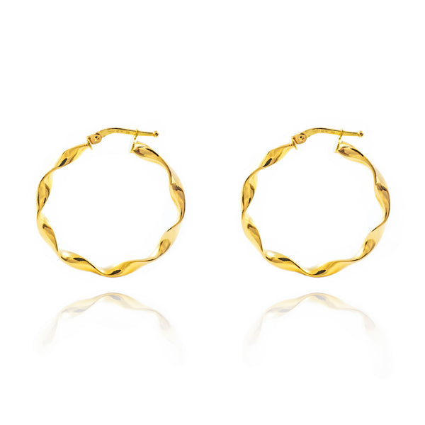 Boucles d'Oreilles Entortille Creoles 30x3 mm Or Jaune 18 Carats