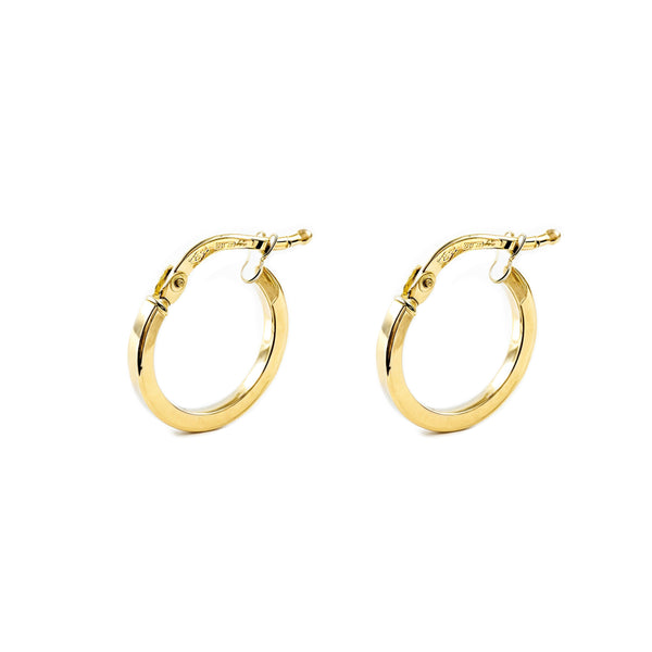 Boucles d'Oreilles Carrees Creoles 13x1.5 mm Or Jaune 18 Carats