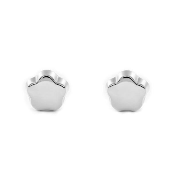 Boucles d'Oreilles Bebe Enfant marguerite fleur Or Blanc 18 Carats