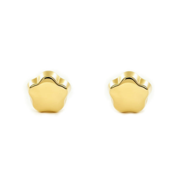 Boucles d'Oreilles Bebe Enfant marguerite fleur Or Jaune 18 Carats