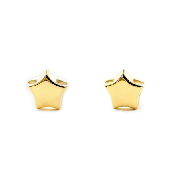 Boucles d'Oreilles Bebe Enfant Étoile Or Jaune 18 Carats