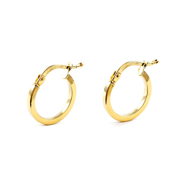 Boucles d'Oreilles Carrees Creoles 11x1.5 mm Or Jaune 18 Carats