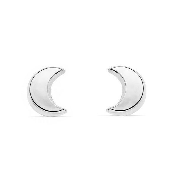 Boucles d'Oreilles Bebe Fille Enfant Lune Or Blanc 9 Carats