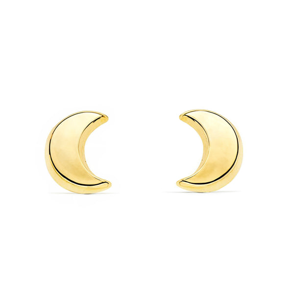 Boucles d'Oreilles Fille Enfant Lune Or Jaune 9 Carats