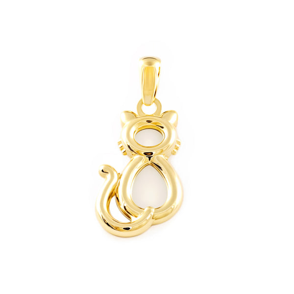 Pendentif Nacre Chat Or Jaune 9 Carats brillant