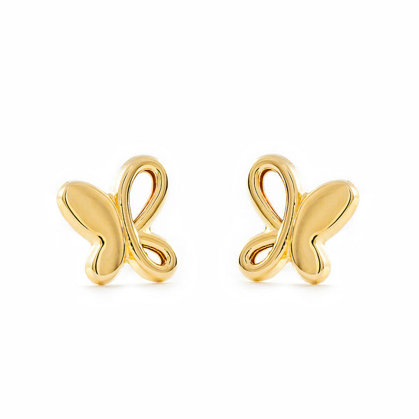 Boucles d'Oreilles Fille Enfant Papillon Or Jaune 9 Carats