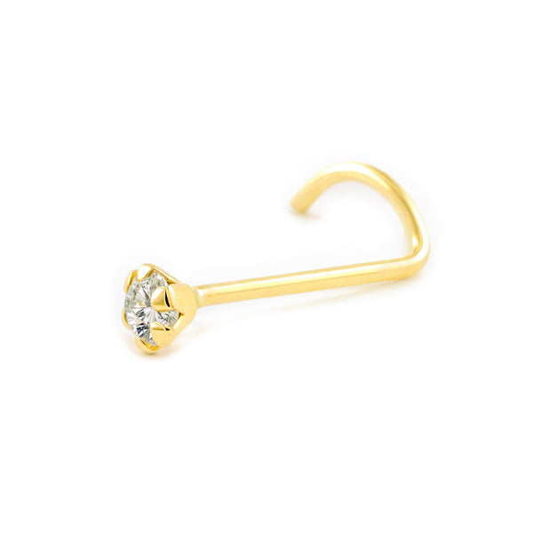 Piercing en Or Jaune 9K avec Zircone 2 mm Brillant pour le Nez