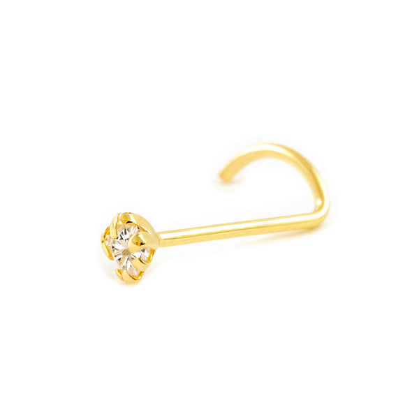 Piercing en Or Jaune 9K Nez Carre Zircone Brillant