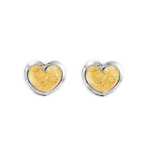 Boucles d'Oreilles Fille Enfant Cœur Or Bicolore 9 Carats