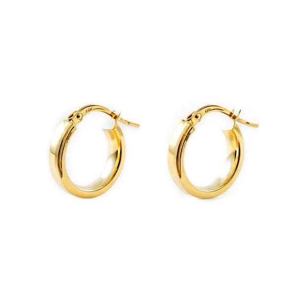 Boucles d'Oreilles Rectangulaires Creoles 13.5x3 mm Or Jaune 18 Carats