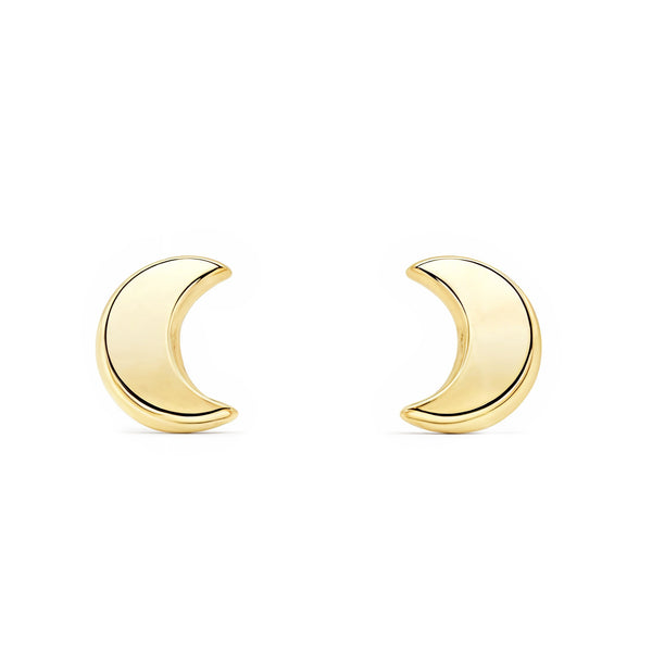 Boucles d'Oreilles Bebe Enfant Lune Or Jaune 9 Carats